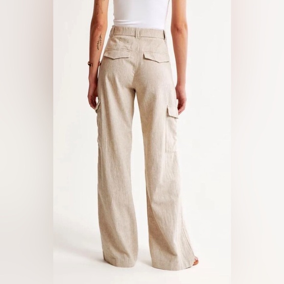 Abercrombie & Fitch - Linen-Blend Wide-Leg Cargo Pant - Size Small Petite - Picture 2 of 3